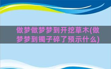 做梦做梦梦到开挖草木(做梦梦到镯子碎了预示什么)