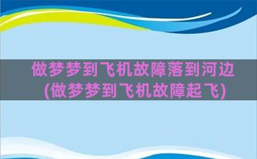 做梦梦到飞机故障落到河边(做梦梦到飞机故障起飞)