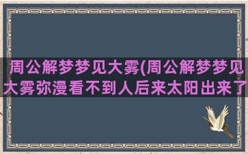 周公解梦梦见大雾(周公解梦梦见大雾弥漫看不到人后来太阳出来了)