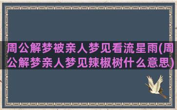 周公解梦被亲人梦见看流星雨(周公解梦亲人梦见辣椒树什么意思)