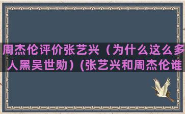 周杰伦评价张艺兴（为什么这么多人黑吴世勋）(张艺兴和周杰伦谁厉害)