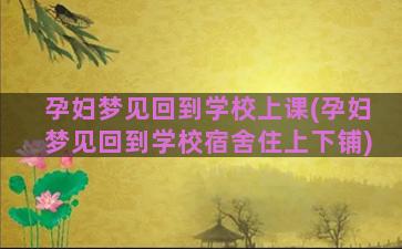 孕妇梦见回到学校上课(孕妇梦见回到学校宿舍住上下铺)