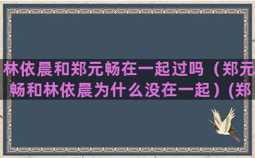 林依晨和郑元畅在一起过吗（郑元畅和林依晨为什么没在一起）(郑元畅和林依晨为什么没在一起)