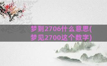 梦到2706什么意思(梦见2700这个数字)