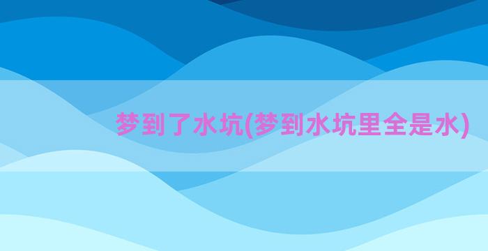 梦到了水坑(梦到水坑里全是水)