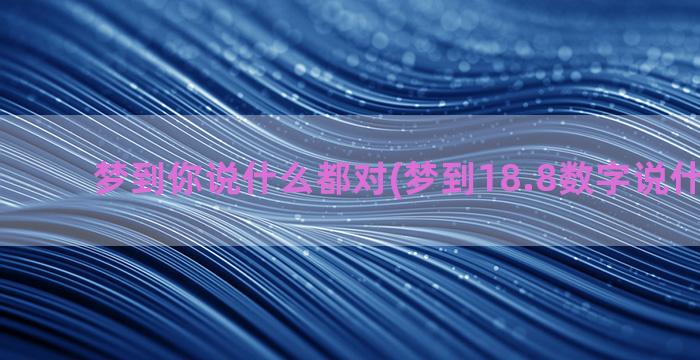 梦到你说什么都对(梦到18.8数字说什么意思)