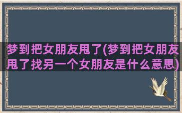 梦到把女朋友甩了(梦到把女朋友甩了找另一个女朋友是什么意思)