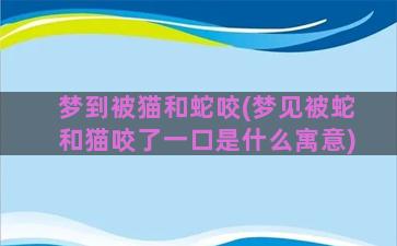 梦到被猫和蛇咬(梦见被蛇和猫咬了一口是什么寓意)