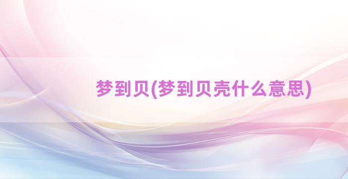 梦到贝(梦到贝壳什么意思)