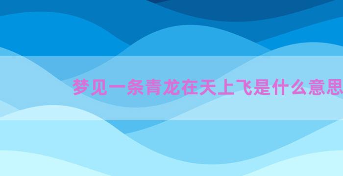 梦见一条青龙在天上飞是什么意思