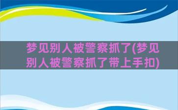 梦见别人被警察抓了(梦见别人被警察抓了带上手扣)