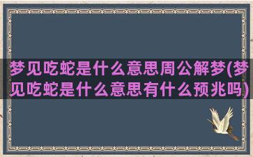 梦见吃蛇是什么意思周公解梦(梦见吃蛇是什么意思有什么预兆吗)